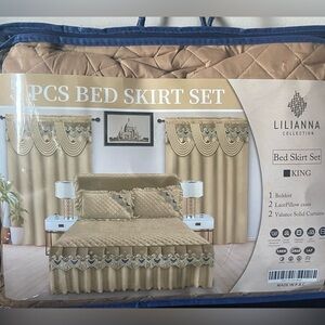 Liliana Collection Tan Bed Skirt Set - King